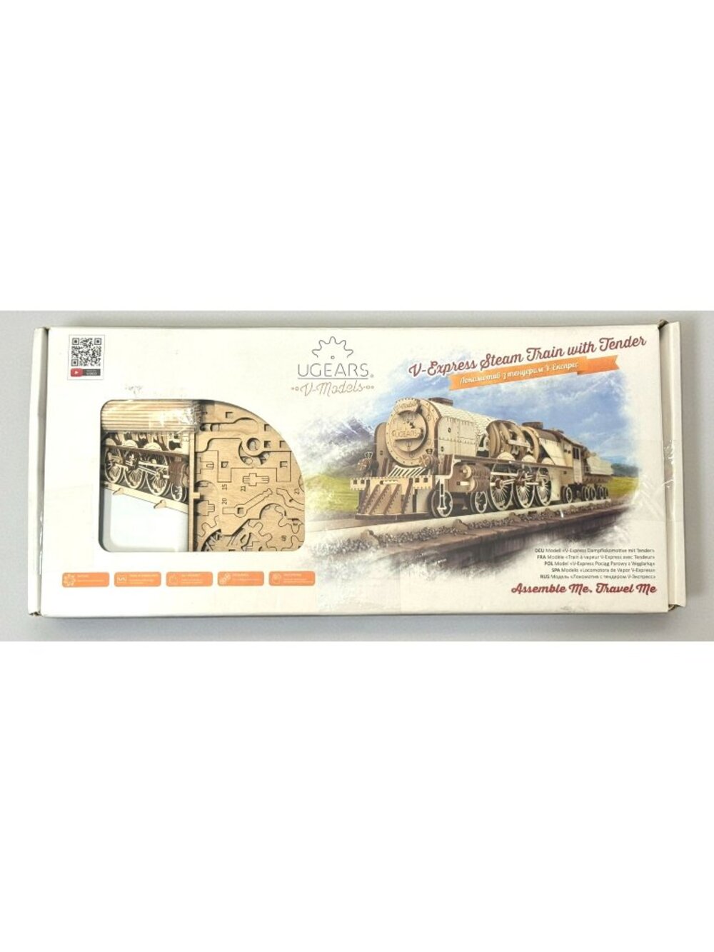 UGEARS V-Express Steam Train With Tender 3D Wooden Mechanical Model Kit